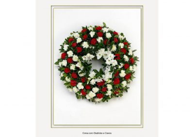 Palmas de flores para cremações na parede